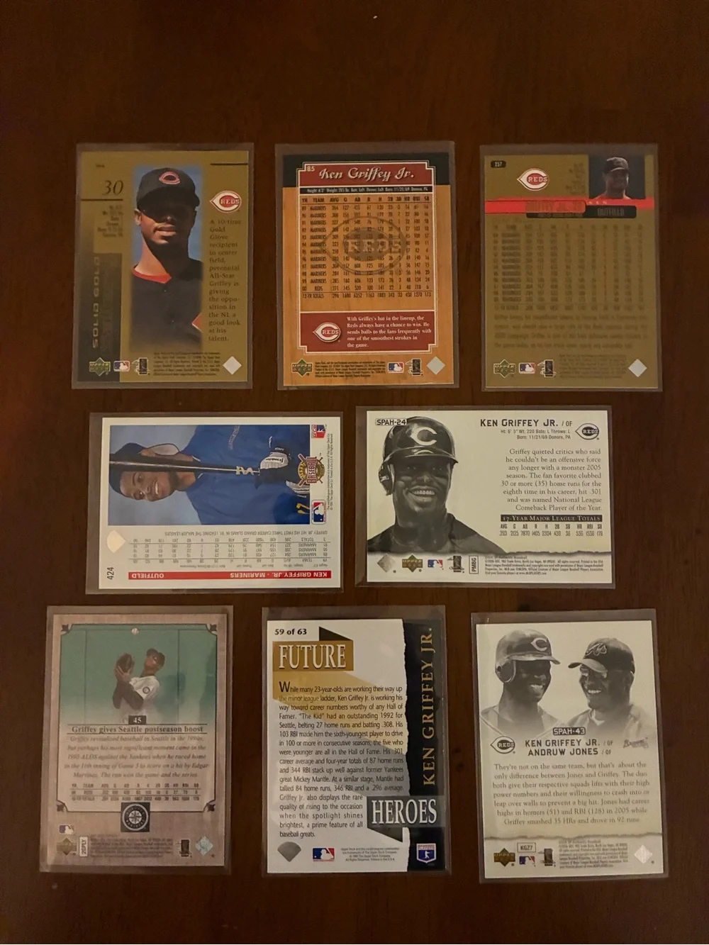 8 Card Upper Deck Ken Griffey Jr Lot
